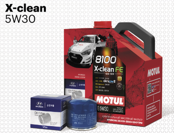 Масло моторное Motul 8100 X-Clean FE 5w30 5л синтетическое + фильтр Hyundai/Kia в подарок