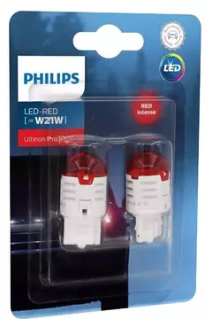 Лампы автомобильные светодиодные PHILIPS W21W LED красные 11065 U30R B2