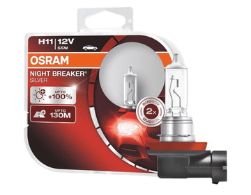 Комплект автоламп OSRAM (64211NBSHCB) Night Breaker Silver +100% Н11 55W (2шт)