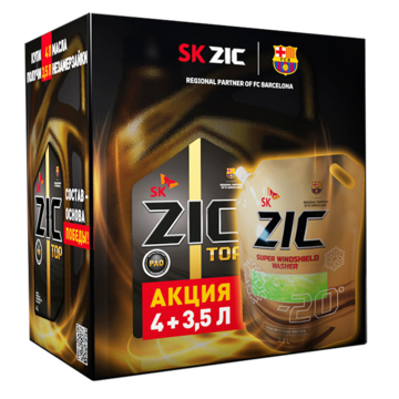 Масло моторное ZIC TOP 0w30 SL A5/B5 4л синтетическое + Жидкость омывателя (-20°С) 3.5л