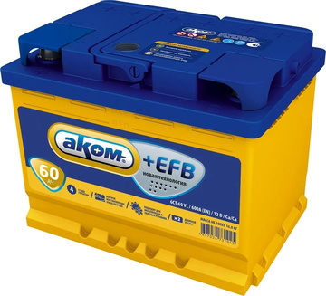 Аккумулятор АКОМ +EFB 60 А/ч прямая L+ 242x175x190 EN600 А
