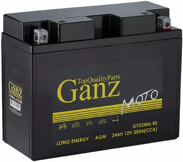 Аккумулятор GANZ мото AGM 24 А/ч Обратная 204x91x159 CCA350 А GTX24-HL- BS