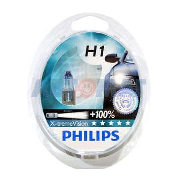 Комплект автоламп PHILIPS X-tremeVision H1 55W +100%