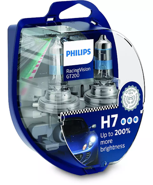 Комплект автоламп PHILIPS Racing Vision GT200 H7 12V +200%