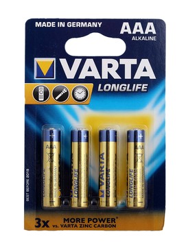 Батарейки VARTA LONGLIFE AAA/LR03 (блистер 4шт)