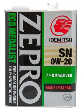 Масло моторное IDEMITSU Zepro Eco-Medalist 0w20 SN 4л синтетическое