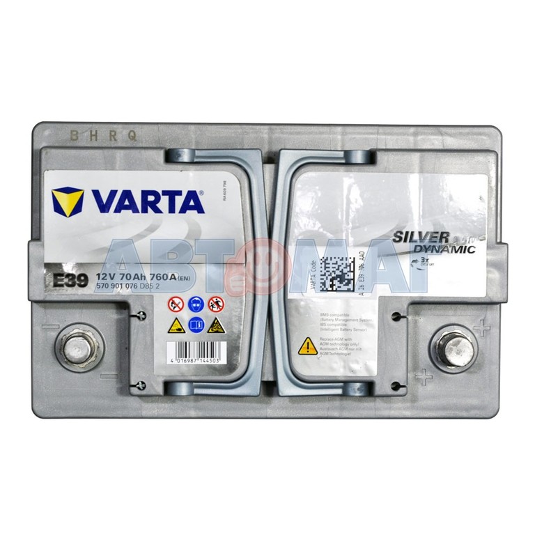 Аккумулятор VARTA Silver Dynamic AGM 70Ah 760A R+ E39 (570 901 076)